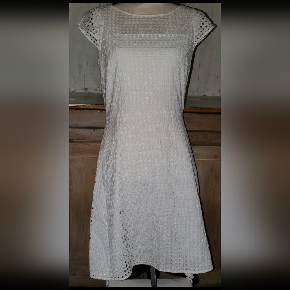 J. Crew White Textured Strapless Dress